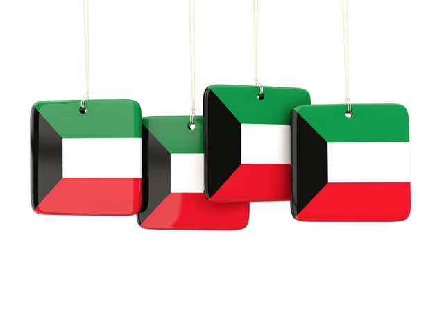 Four square labels. Download flag icon of Kuwait at PNG format