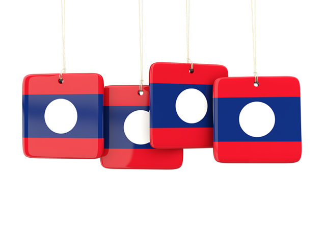 Four square labels. Download flag icon of Laos at PNG format
