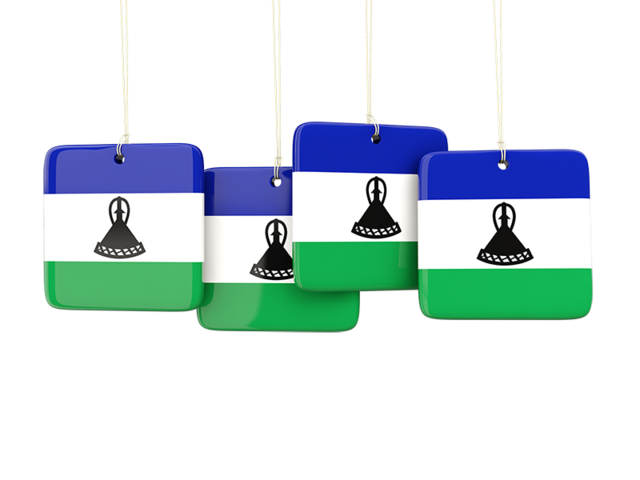 Four square labels. Download flag icon of Lesotho at PNG format