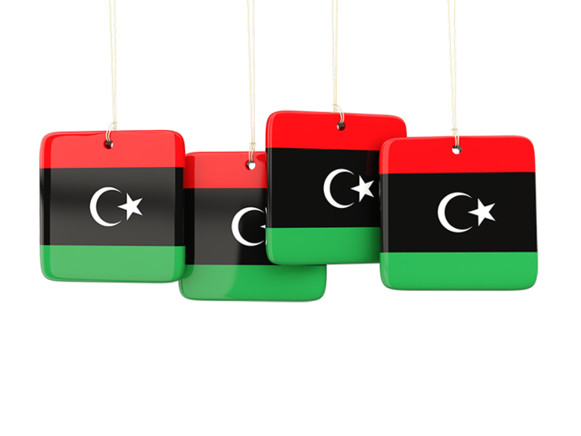 Four square labels. Download flag icon of Libya at PNG format