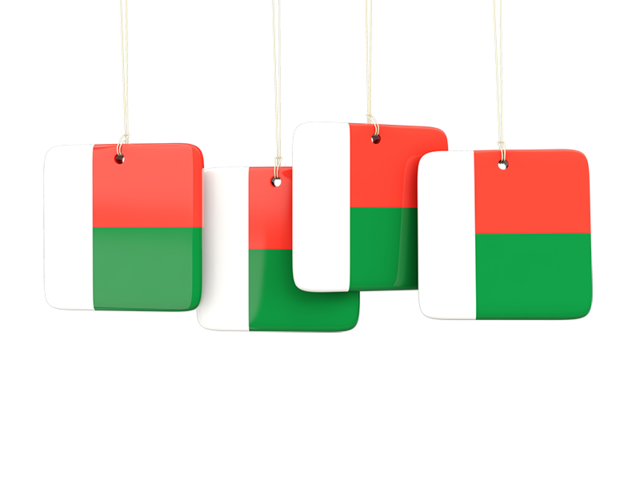 Four square labels. Download flag icon of Madagascar at PNG format