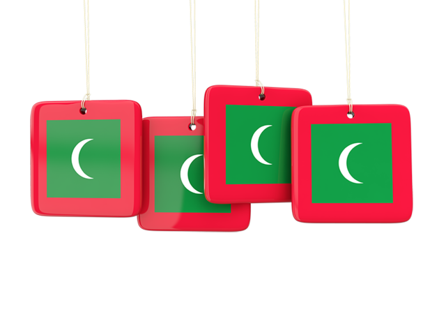 Four square labels. Download flag icon of Maldives at PNG format