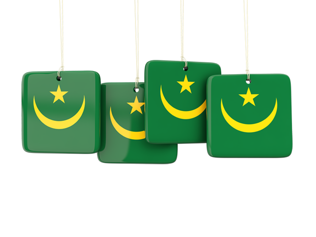 Four square labels. Download flag icon of Mauritania at PNG format
