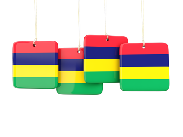 Four square labels. Download flag icon of Mauritius at PNG format