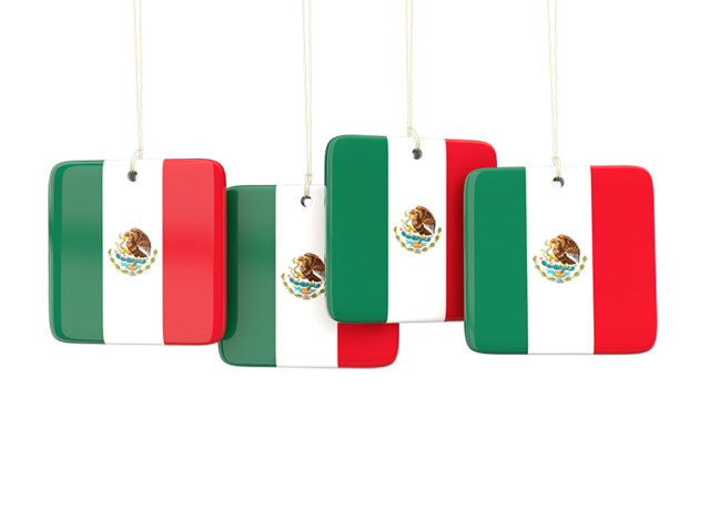 Four square labels. Download flag icon of Mexico at PNG format