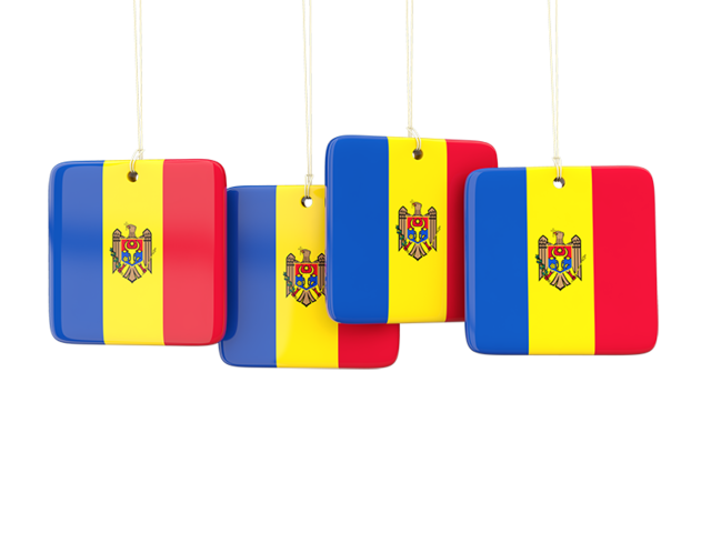 Four square labels. Download flag icon of Moldova at PNG format