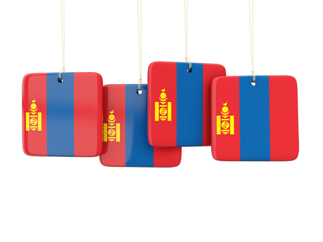 Four square labels. Download flag icon of Mongolia at PNG format