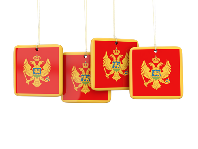 Four square labels. Download flag icon of Montenegro at PNG format