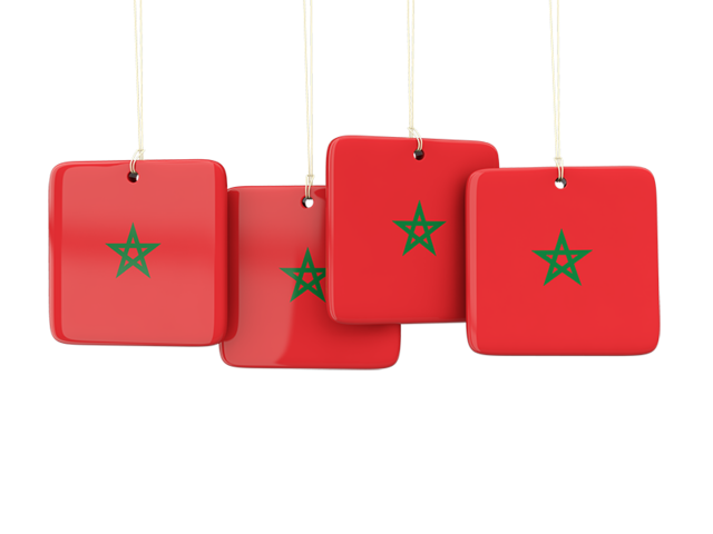 Four square labels. Download flag icon of Morocco at PNG format