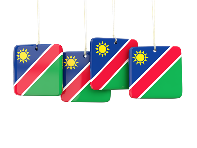Four square labels. Download flag icon of Namibia at PNG format