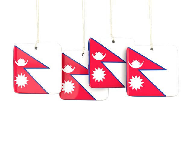 Four square labels. Download flag icon of Nepal at PNG format