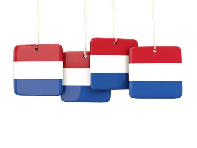 Four square labels. Download flag icon of Netherlands at PNG format