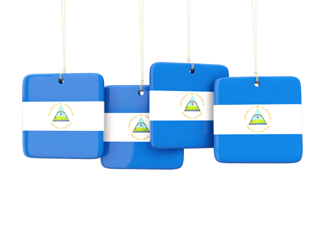 Four square labels. Download flag icon of Nicaragua at PNG format