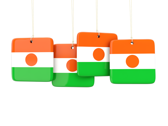 Four square labels. Download flag icon of Niger at PNG format