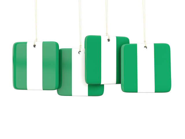 Four square labels. Download flag icon of Nigeria at PNG format