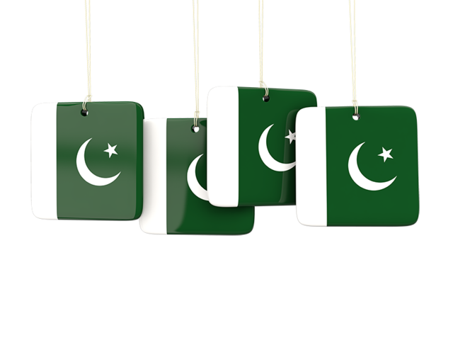 Four square labels. Download flag icon of Pakistan at PNG format