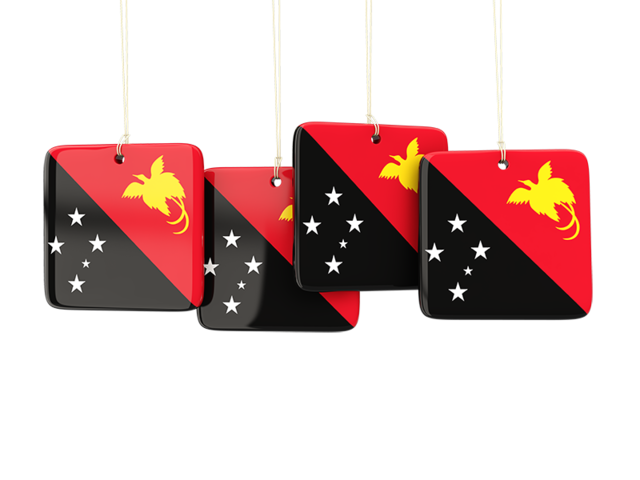 Four square labels. Download flag icon of Papua New Guinea at PNG format