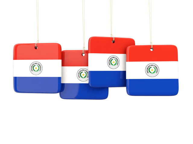 Four square labels. Download flag icon of Paraguay at PNG format
