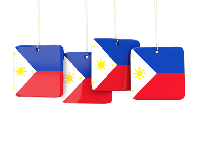Four square labels. Download flag icon of Philippines at PNG format