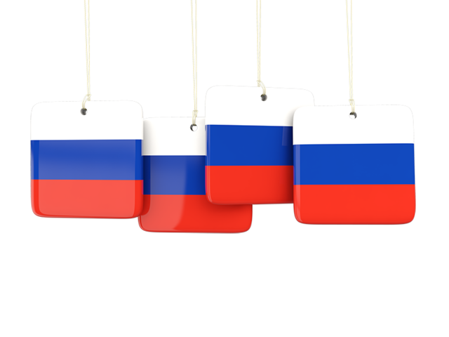 Four square labels. Download flag icon of Russia at PNG format