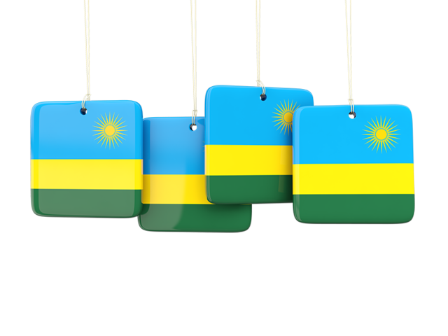 Four square labels. Download flag icon of Rwanda at PNG format