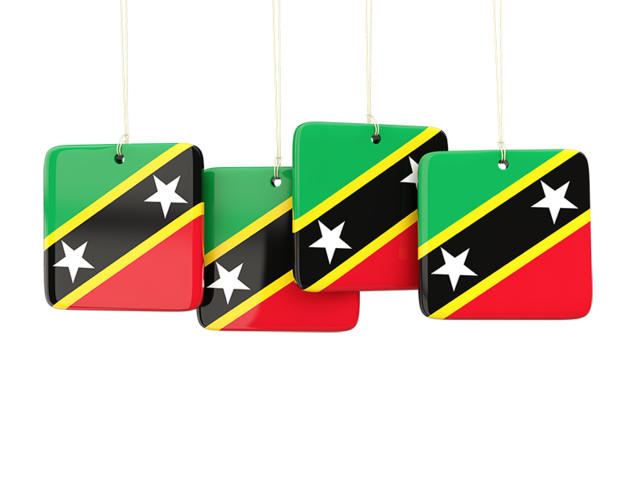 Four square labels. Download flag icon of Saint Kitts and Nevis at PNG format