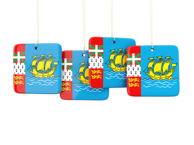 Four square labels. Download flag icon of Saint Pierre and Miquelon at PNG format