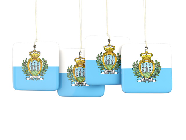 Four square labels. Download flag icon of San Marino at PNG format