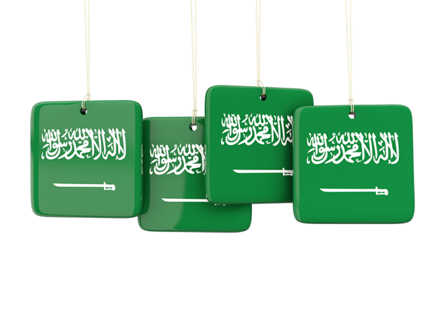 Four square labels. Download flag icon of Saudi Arabia at PNG format