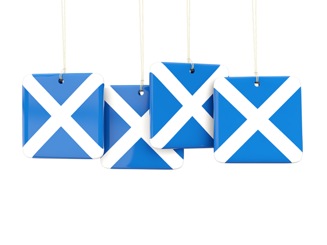 Four square labels. Download flag icon of Scotland at PNG format