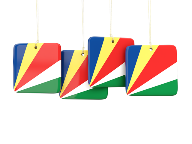 Four square labels. Download flag icon of Seychelles at PNG format