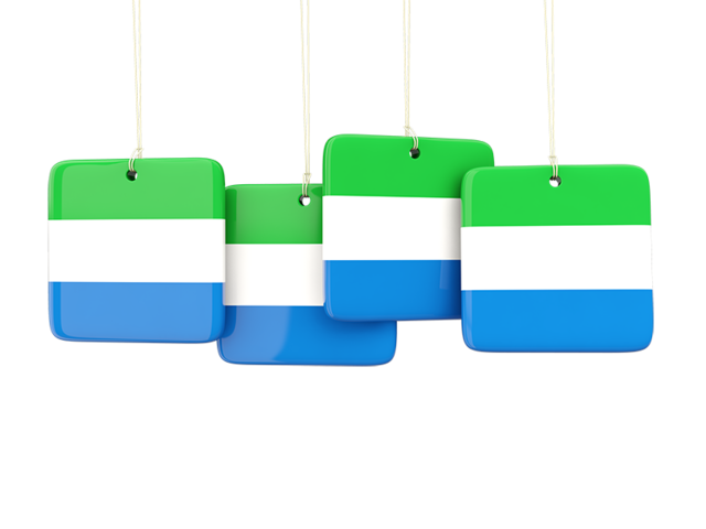 Four square labels. Download flag icon of Sierra Leone at PNG format