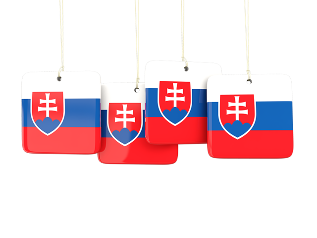 Four square labels. Download flag icon of Slovakia at PNG format