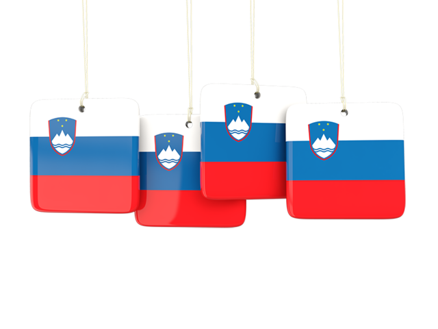 Four square labels. Download flag icon of Slovenia at PNG format