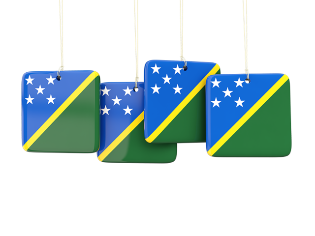 Four square labels. Download flag icon of Solomon Islands at PNG format
