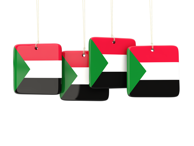 Four square labels. Download flag icon of Sudan at PNG format