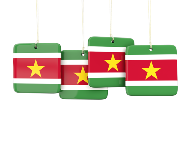 Four square labels. Download flag icon of Suriname at PNG format