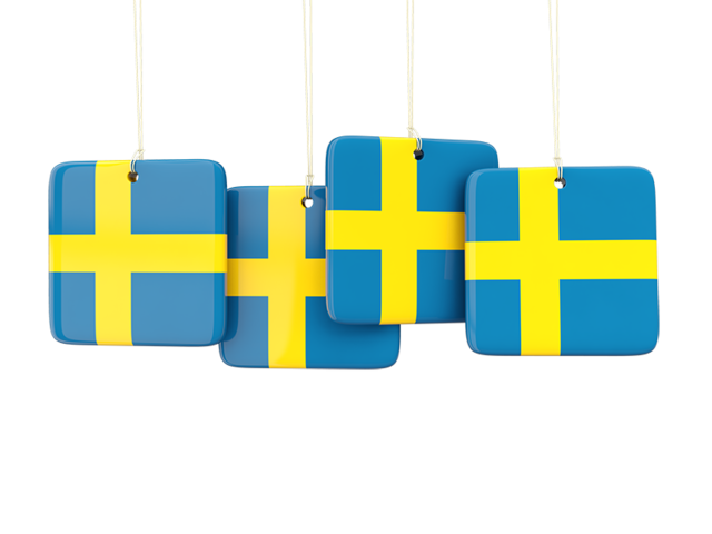 Four square labels. Download flag icon of Sweden at PNG format