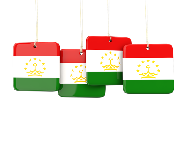 Four square labels. Download flag icon of Tajikistan at PNG format