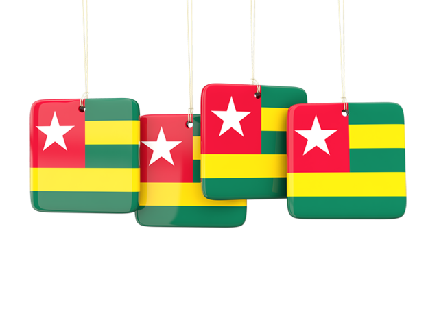 Four square labels. Download flag icon of Togo at PNG format