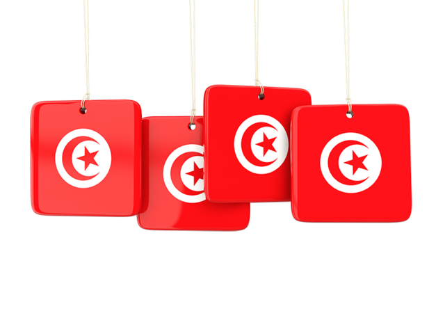 Four square labels. Download flag icon of Tunisia at PNG format