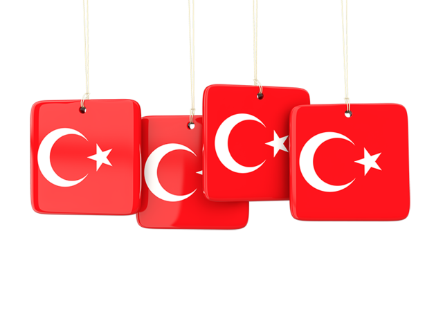 Four square labels. Download flag icon of Turkey at PNG format