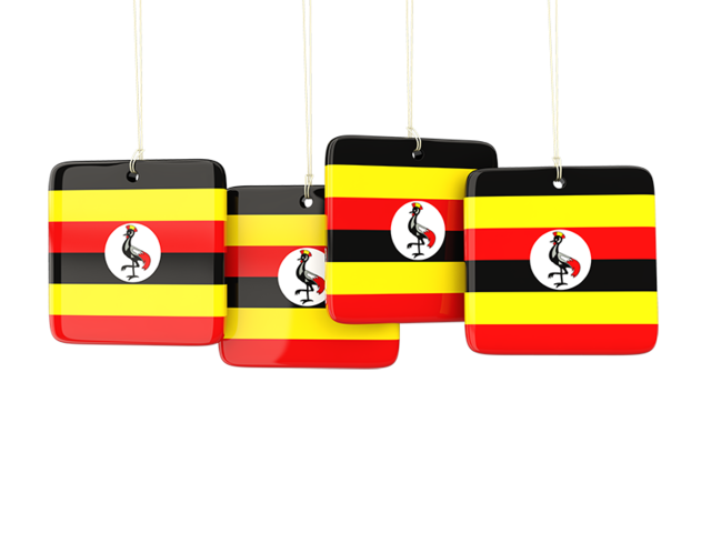 Four square labels. Download flag icon of Uganda at PNG format