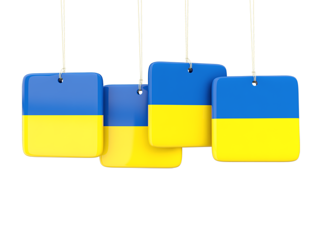 Four square labels. Download flag icon of Ukraine at PNG format