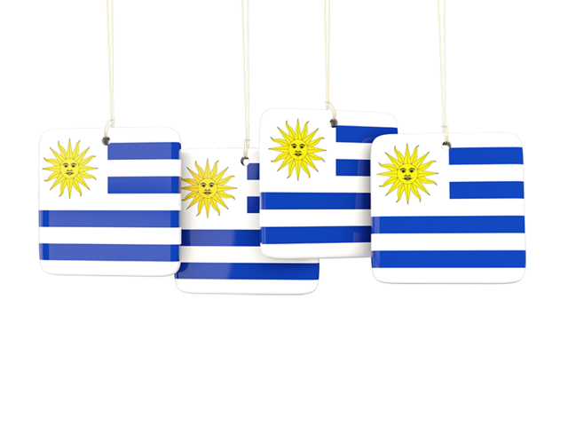 Four square labels. Download flag icon of Uruguay at PNG format