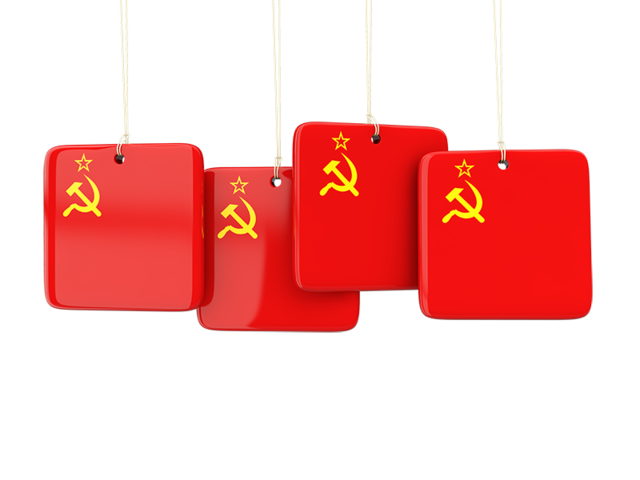 Four square labels. Download flag icon of Soviet Union at PNG format