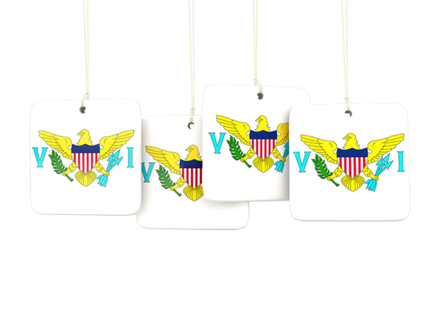 Four square labels. Download flag icon of Virgin Islands of the United States at PNG format