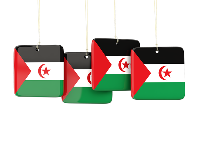 Four square labels. Download flag icon of Western Sahara at PNG format