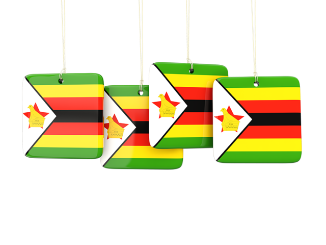 Four square labels. Download flag icon of Zimbabwe at PNG format