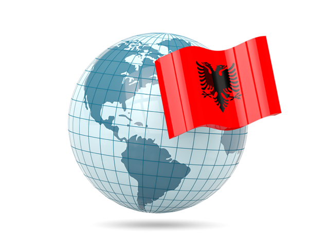 Глобус с флагом. Скачать флаг. Албания